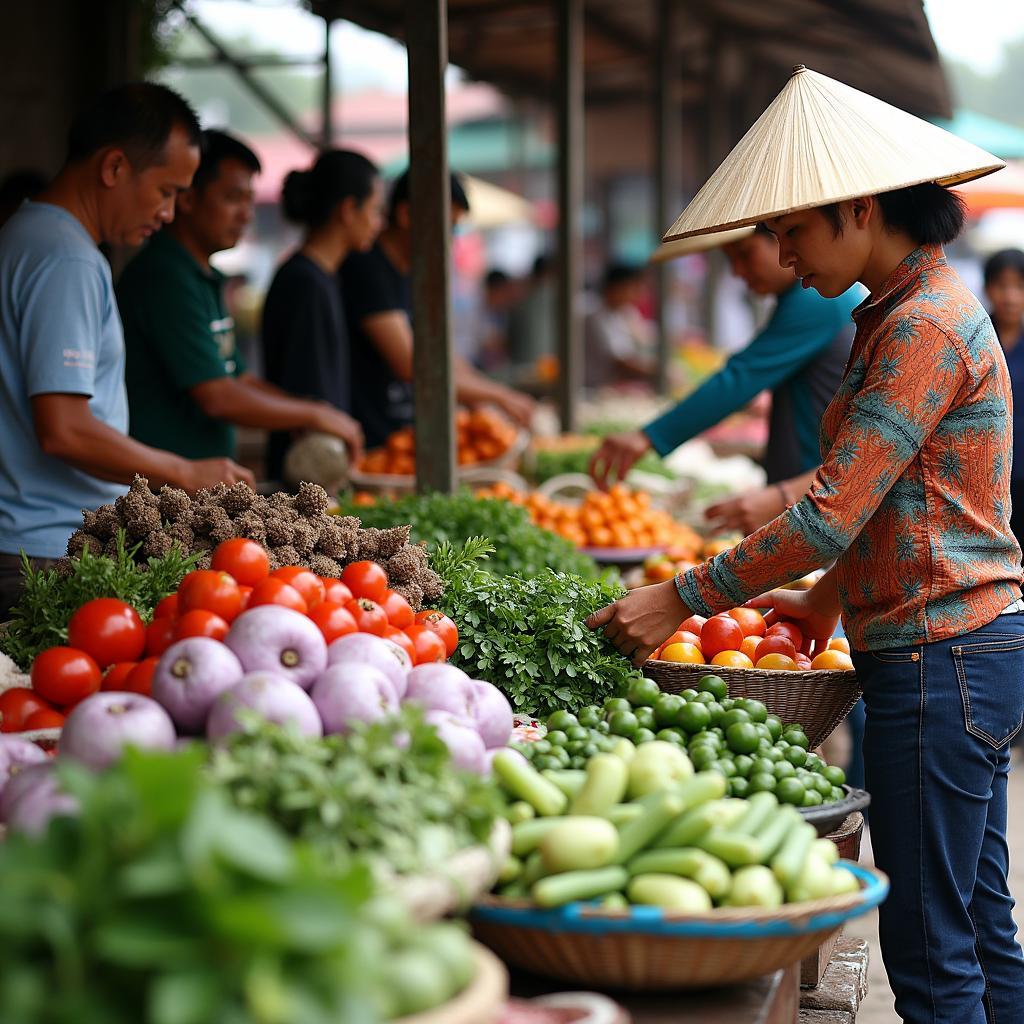 Mat hang nong san da dang va cac san vat truyen thong tai cho Huc Bac Ninh